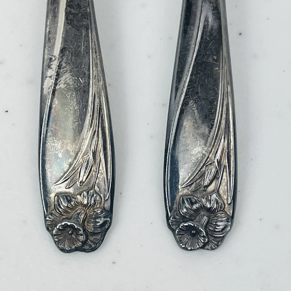 Vintage 1847 Rogers Bros Silverware Daffodil Pattern Serving Spoon And Fork